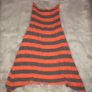 Orange and Gray Striped Cover Up